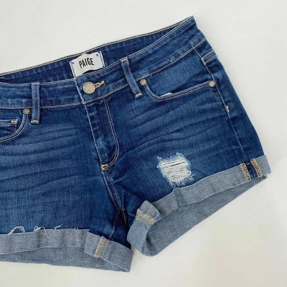 Paige mid low rise cuffed hem denim shorts
